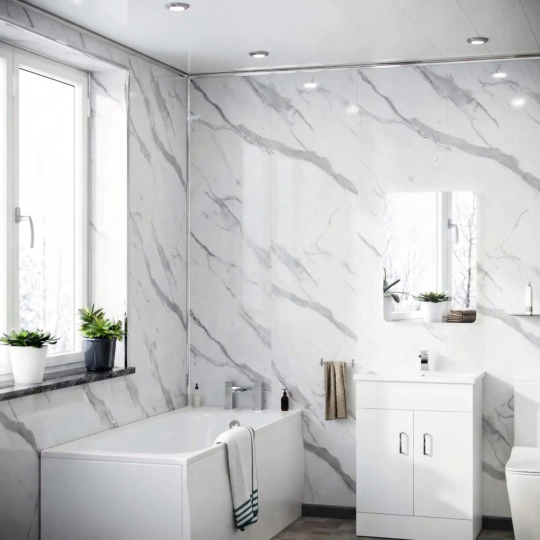 Milan Carrara Matt PVC Shower Wall Panel 1000mm x 2400mm x 10mm