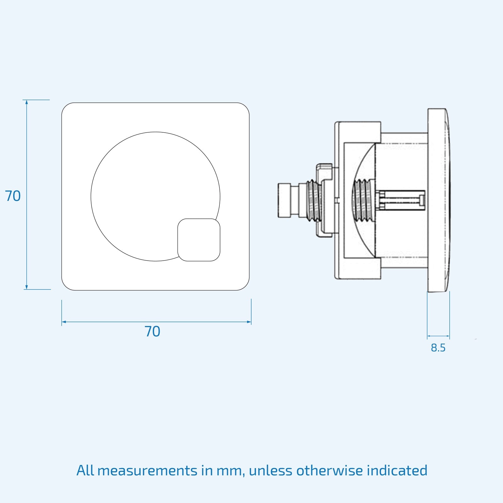 Square Dual Flush Push Button Chrome