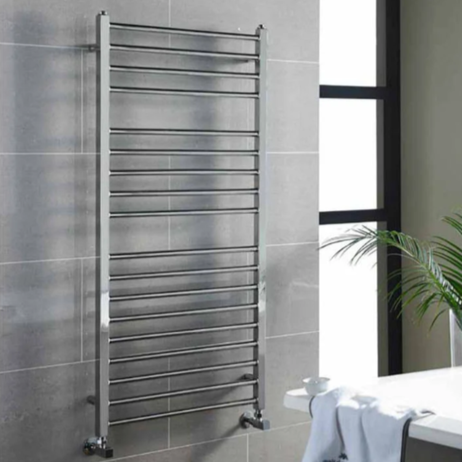 Kartell Metro 1200mm H x 600mm W Chrome Vertical Designer Towel Rail - MET1200-600