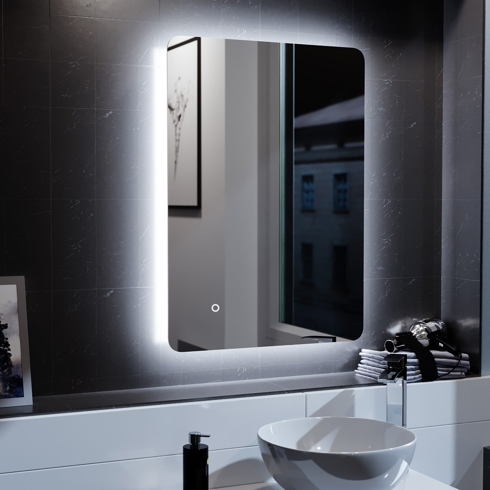 Lawerence  LED Illuminated Rectangular Demister Mirror 500 X 700mm