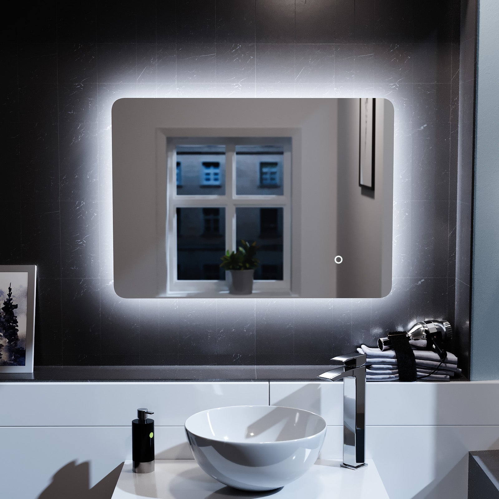 Lawerence  LED Illuminated Rectangular Demister Mirror 500 X 700mm