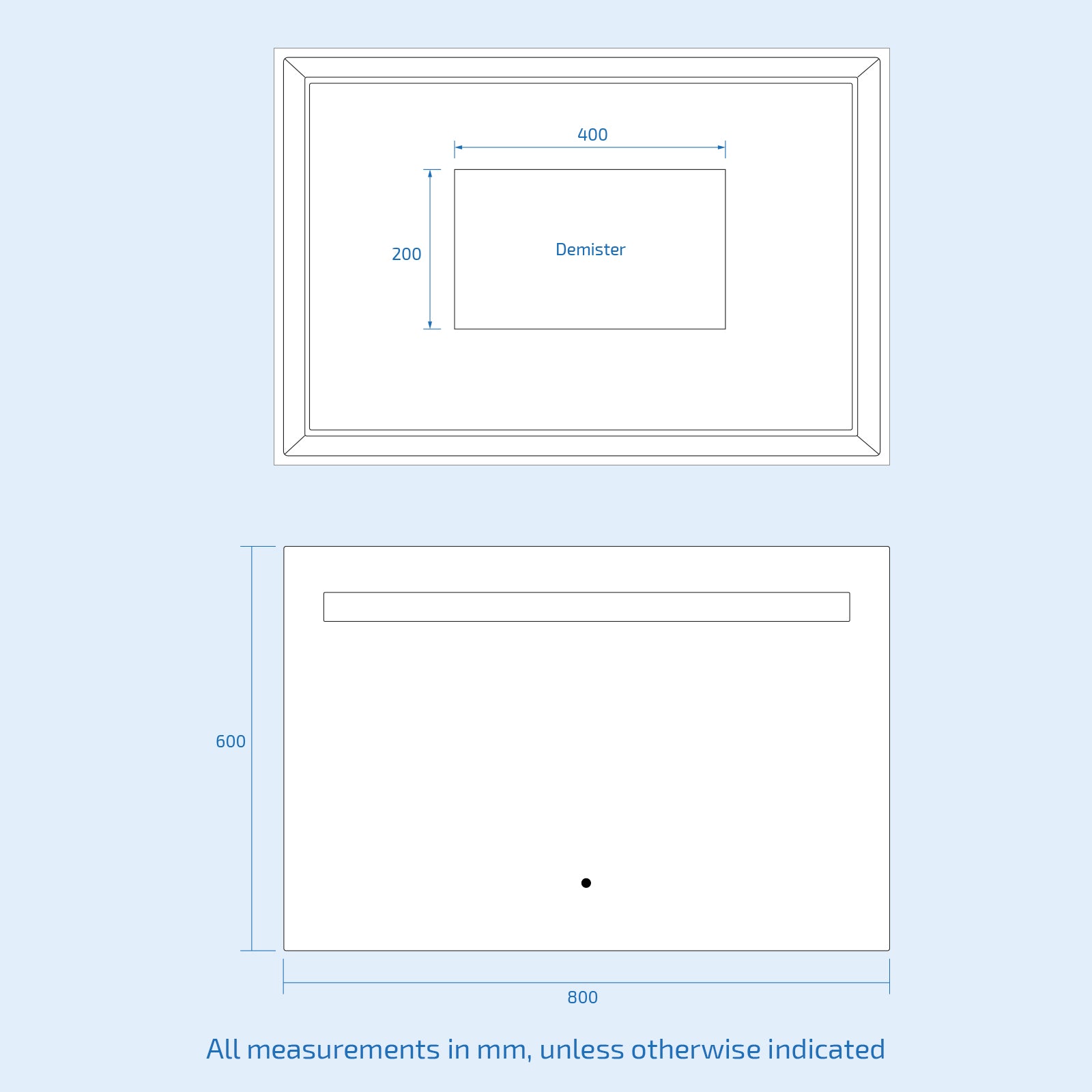 Lawerence Bar LED 800mm x 600mm Straight Corner Bathroom Mirror