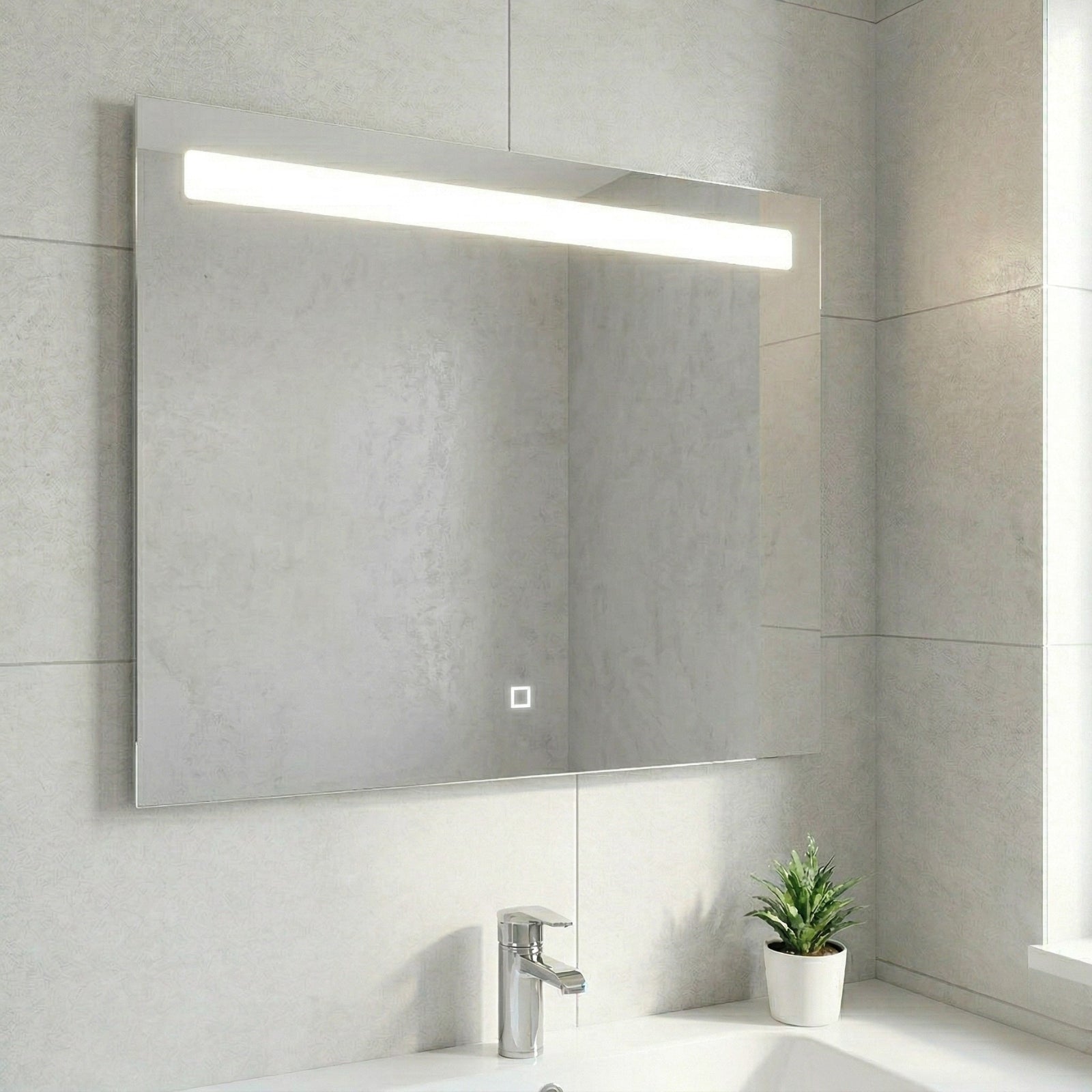 Lawerence Premium 800mm x 600mm LED Bar Rectangle Bathroom Mirror Straight Corner