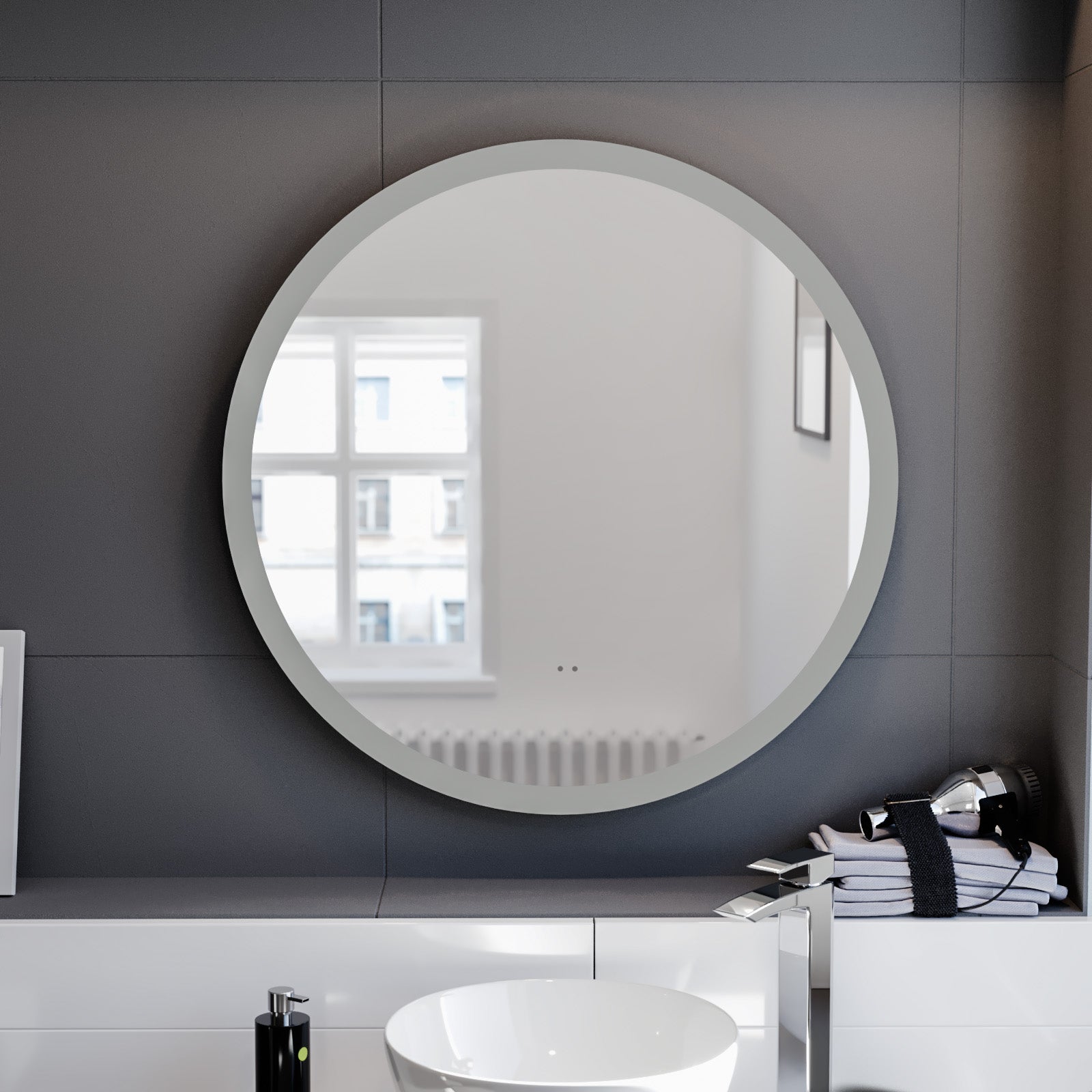 Lawerence Round Motion Sensor Bathroom LED Mirror Demister Anti-fog 700mm