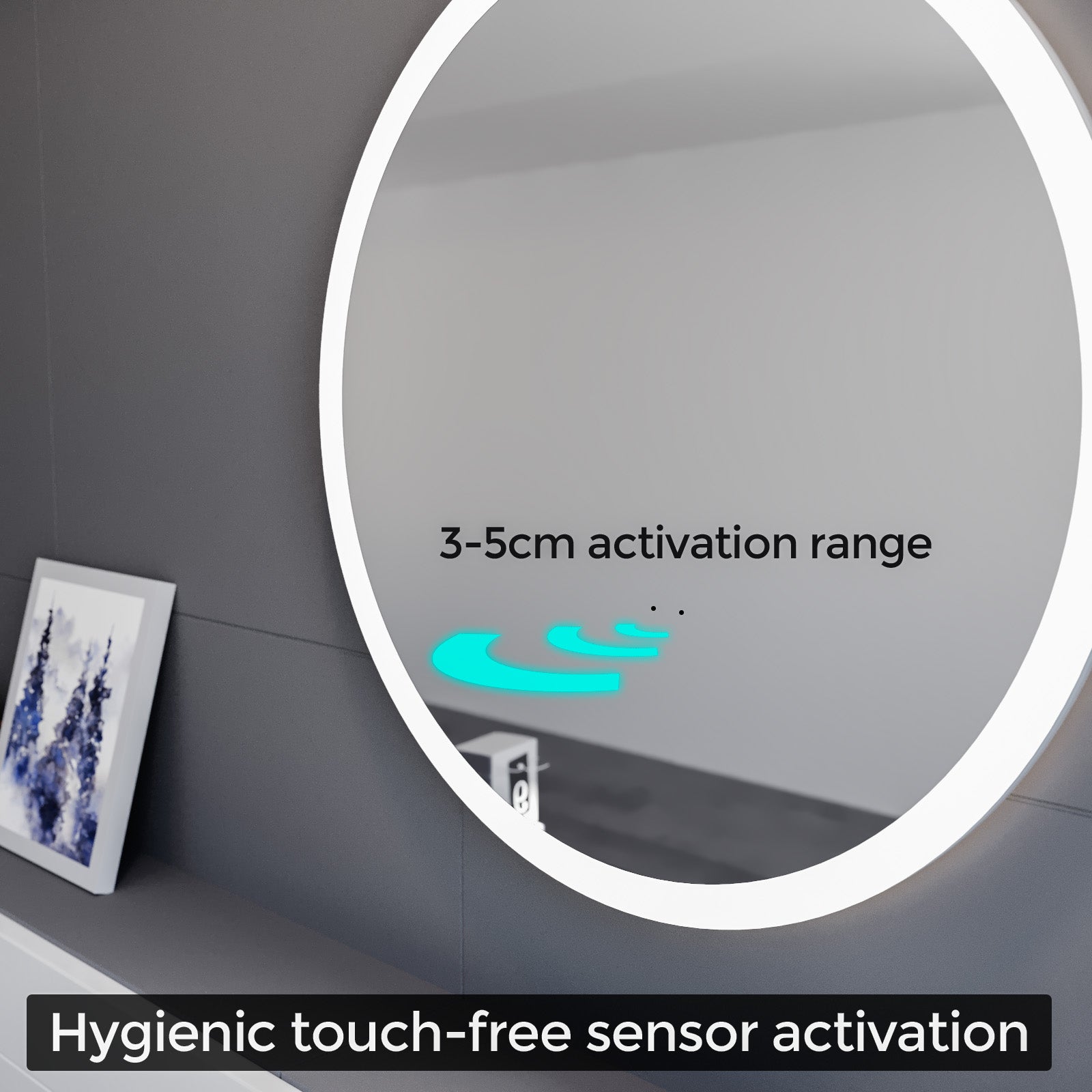 Lawerence Round Motion Sensor Bathroom LED Mirror Demister Anti-fog 700mm