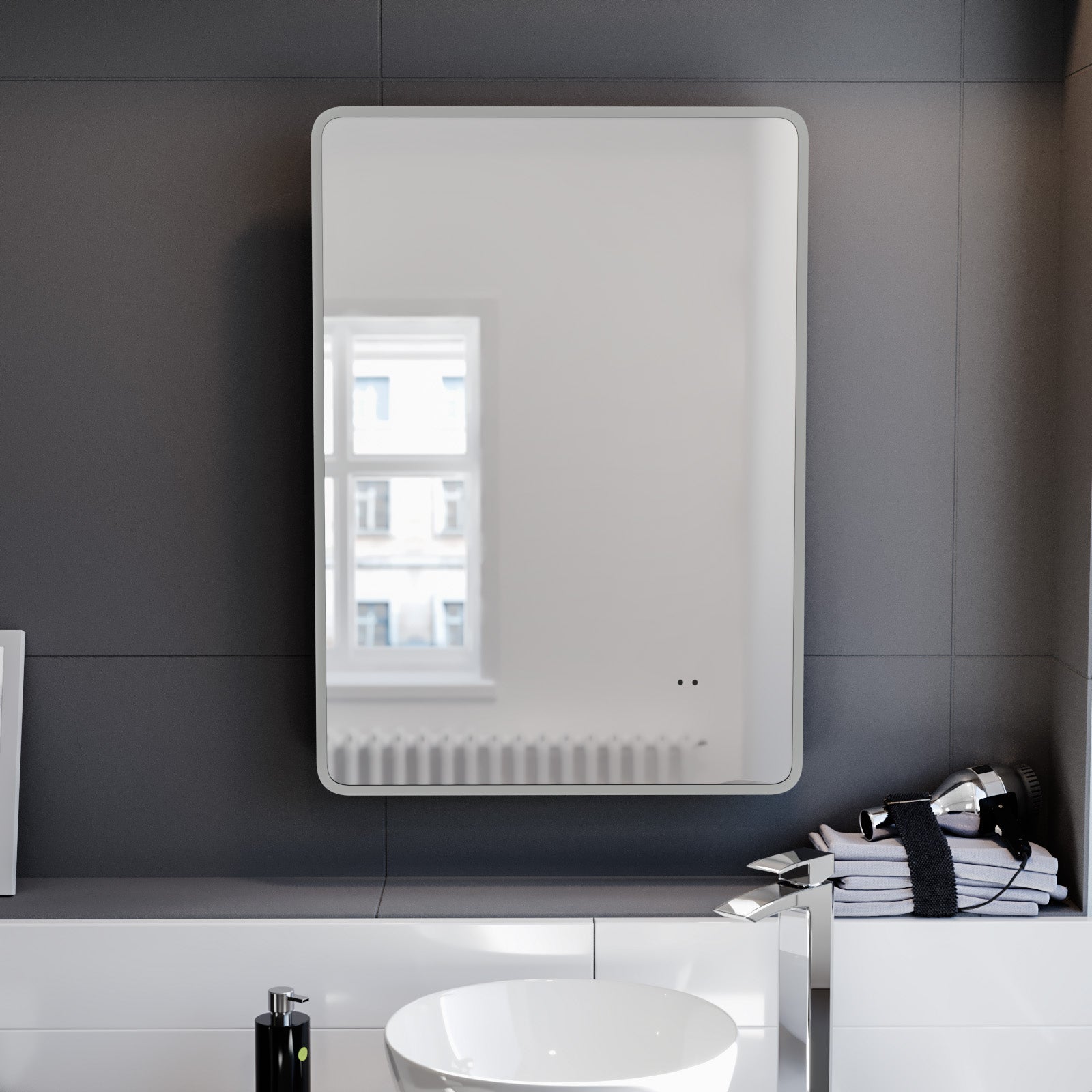 Motion Sensor Bathroom LED Mirror Shaver Socket Demister 500 x 700mm