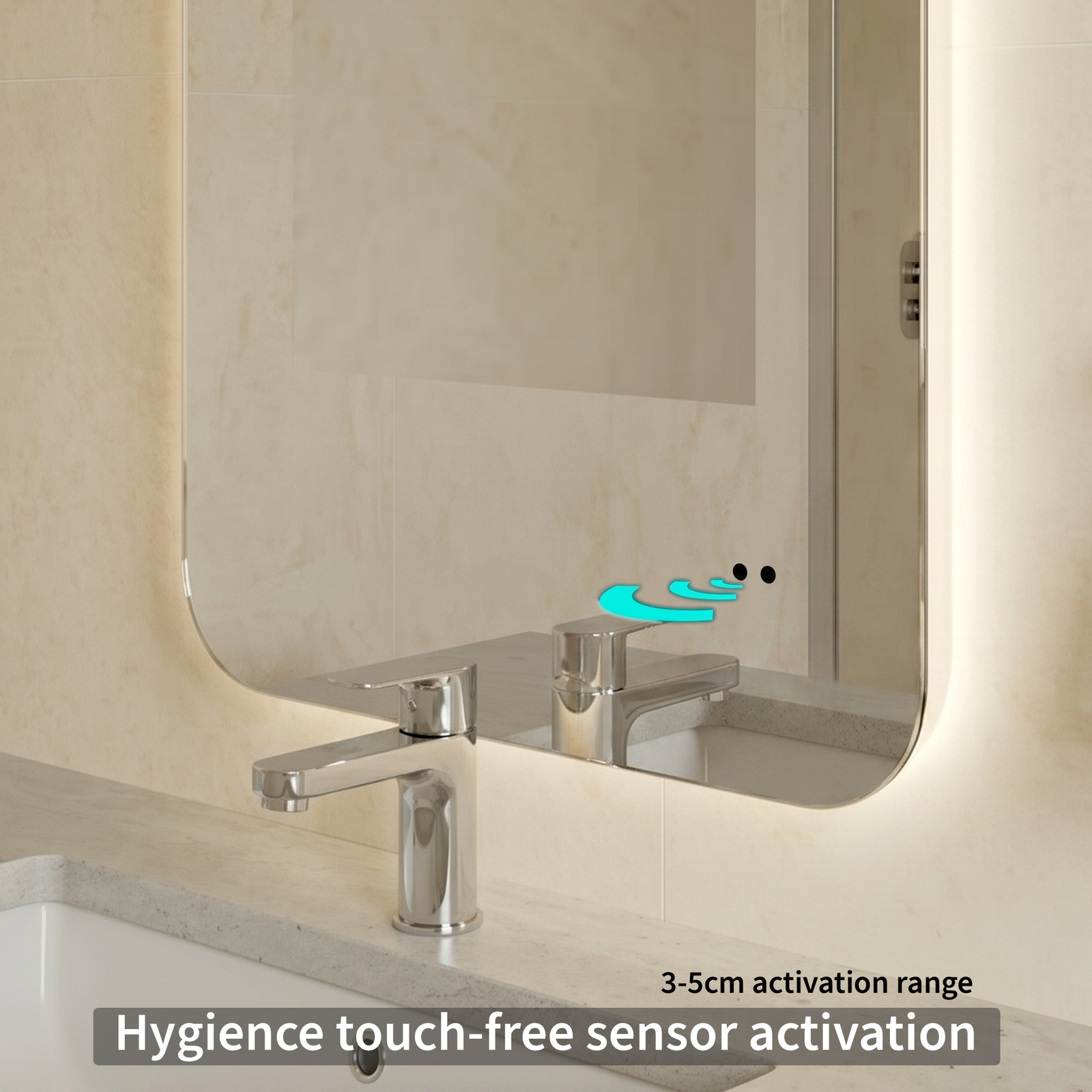 Motion Sensor Bathroom LED Mirror Shaver Socket Demister 500 x 700mm
