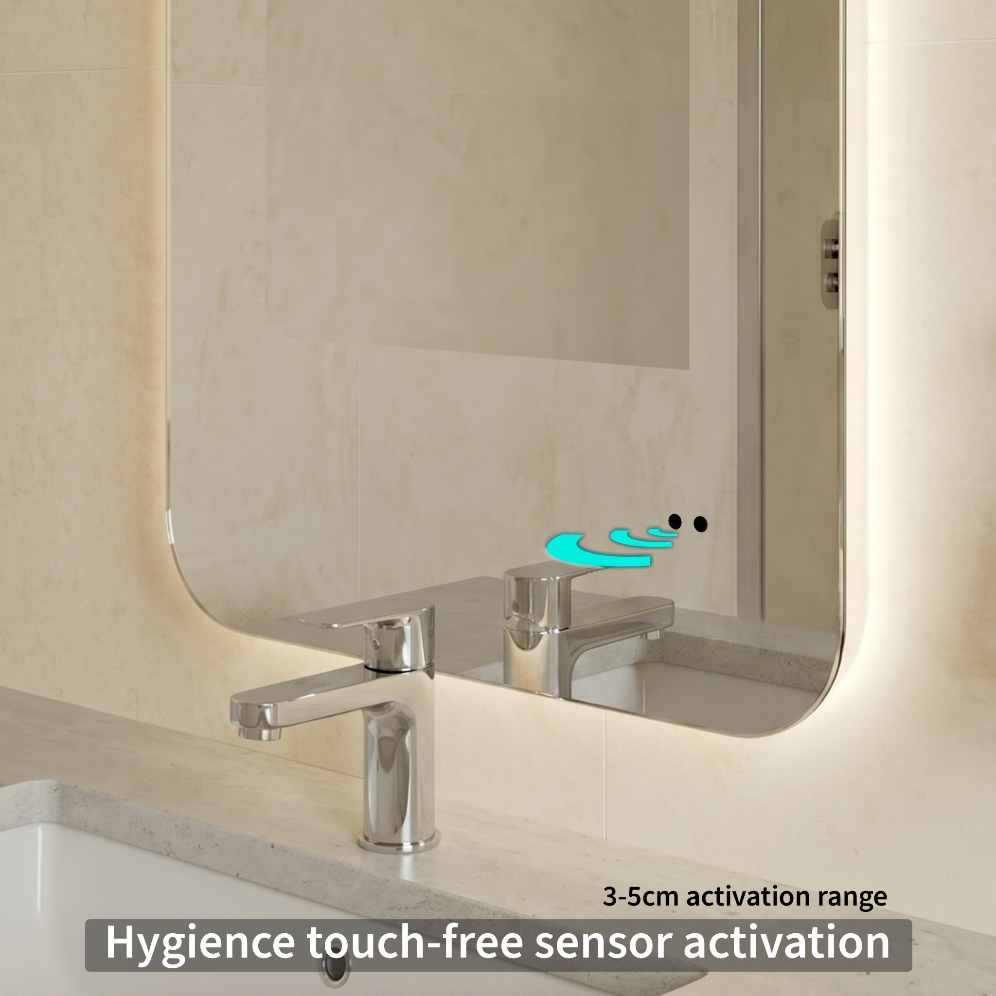 Motion Sensor Bathroom LED Mirror Shaver Socket Demister 500 x 700mm