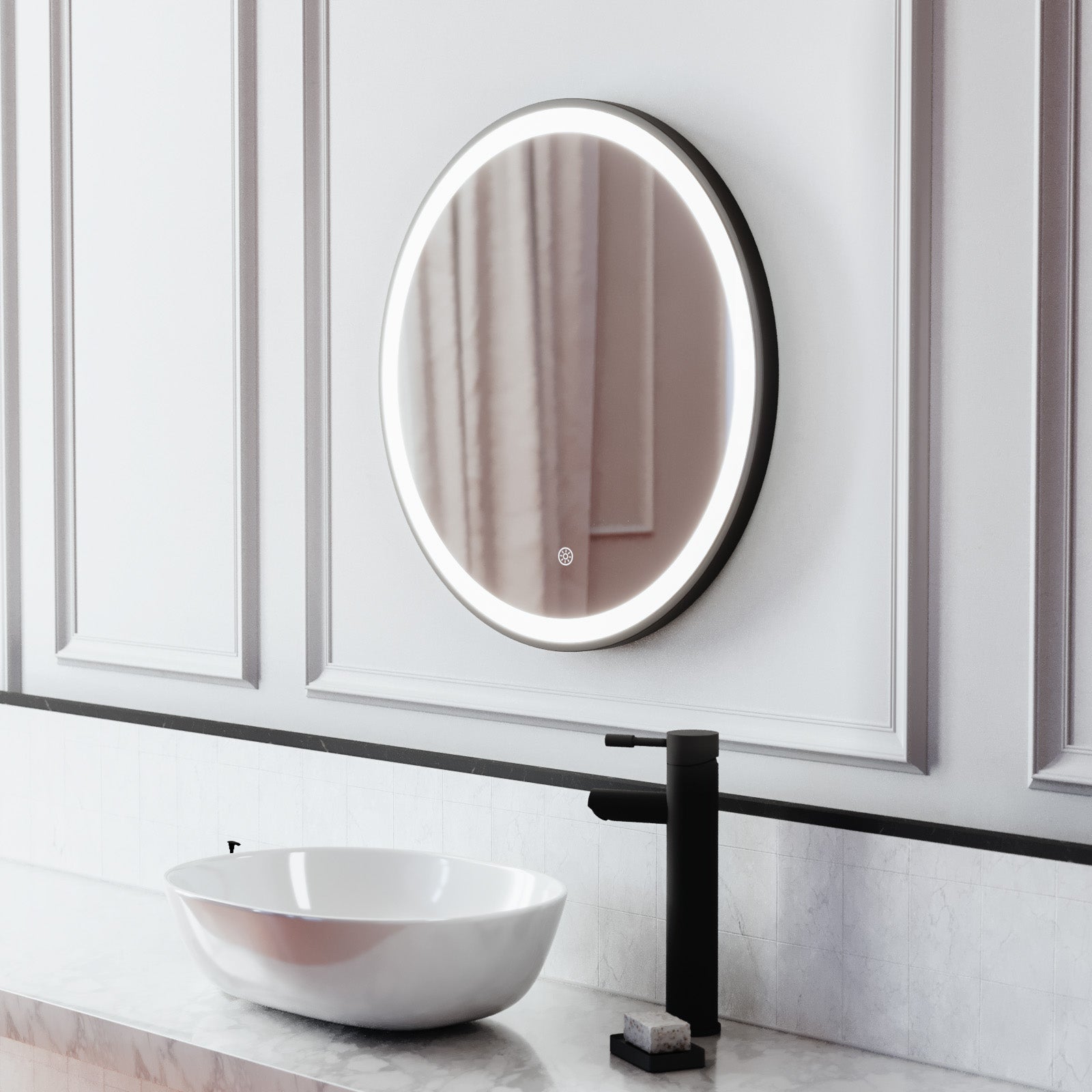 Kilsby Bathroom LED Mirror Demister Touch Sensor Lights Anti-fog Matte Black