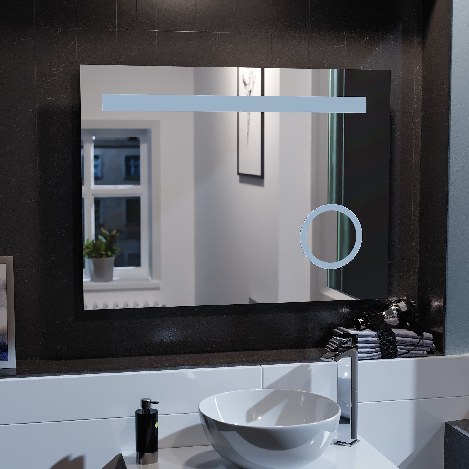Lawerence Rectangle Illuminated LED 800mm x 600mm Bathroom Mirror Demister