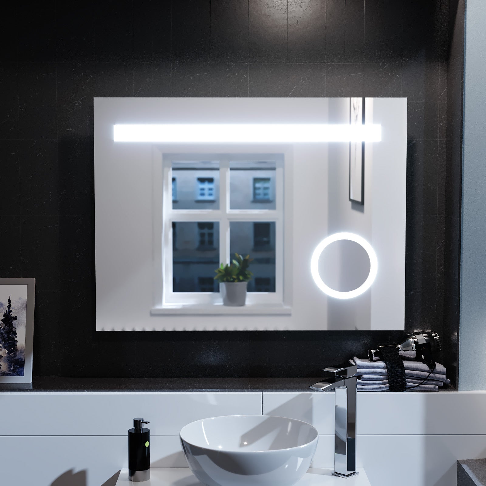 Lawerence Rectangle Illuminated LED 800mm x 600mm Bathroom Mirror Demister