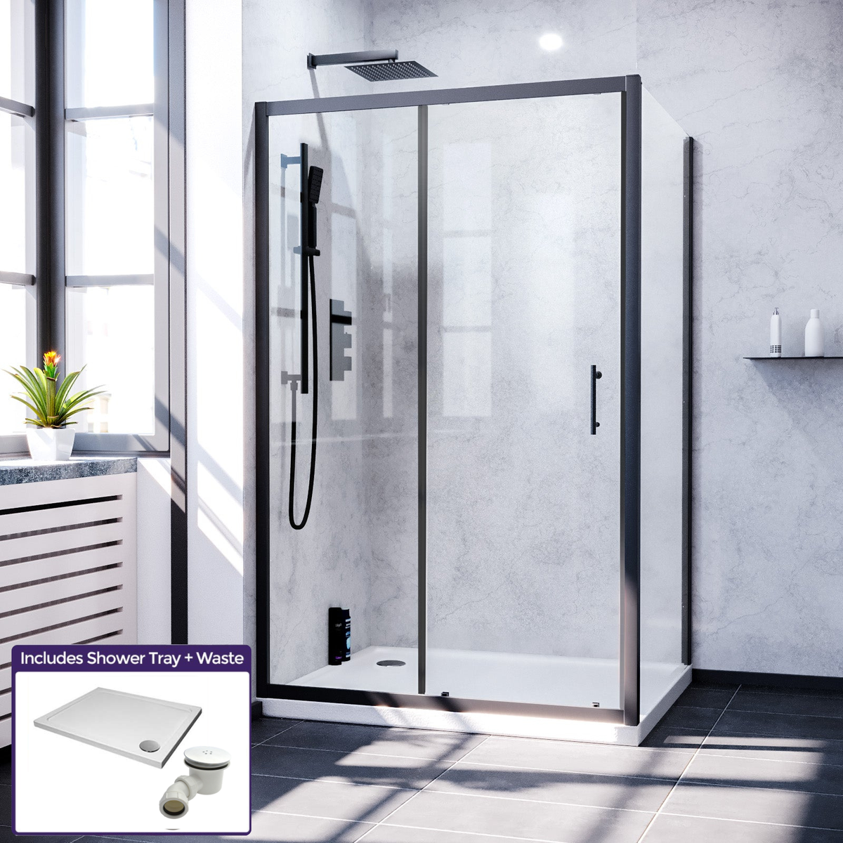 Shower enclosure door image  # Options_1100 x 700 mm  # Tray_Low Profile