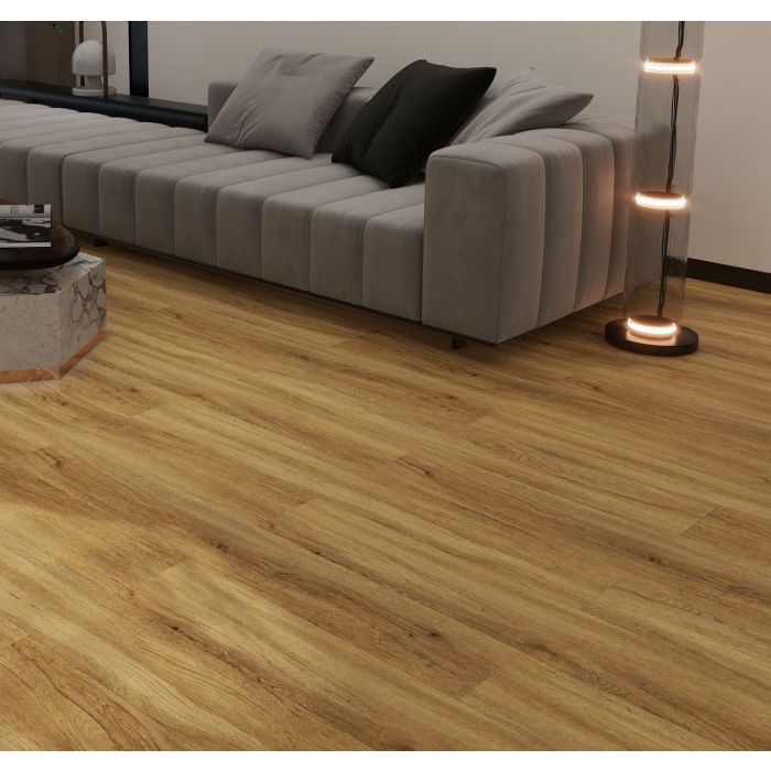 SPC Vinyl Click Flooring Wood Plank 1220mm x 180mm Medium Oak 5.35mm Thick - Pack Of 10