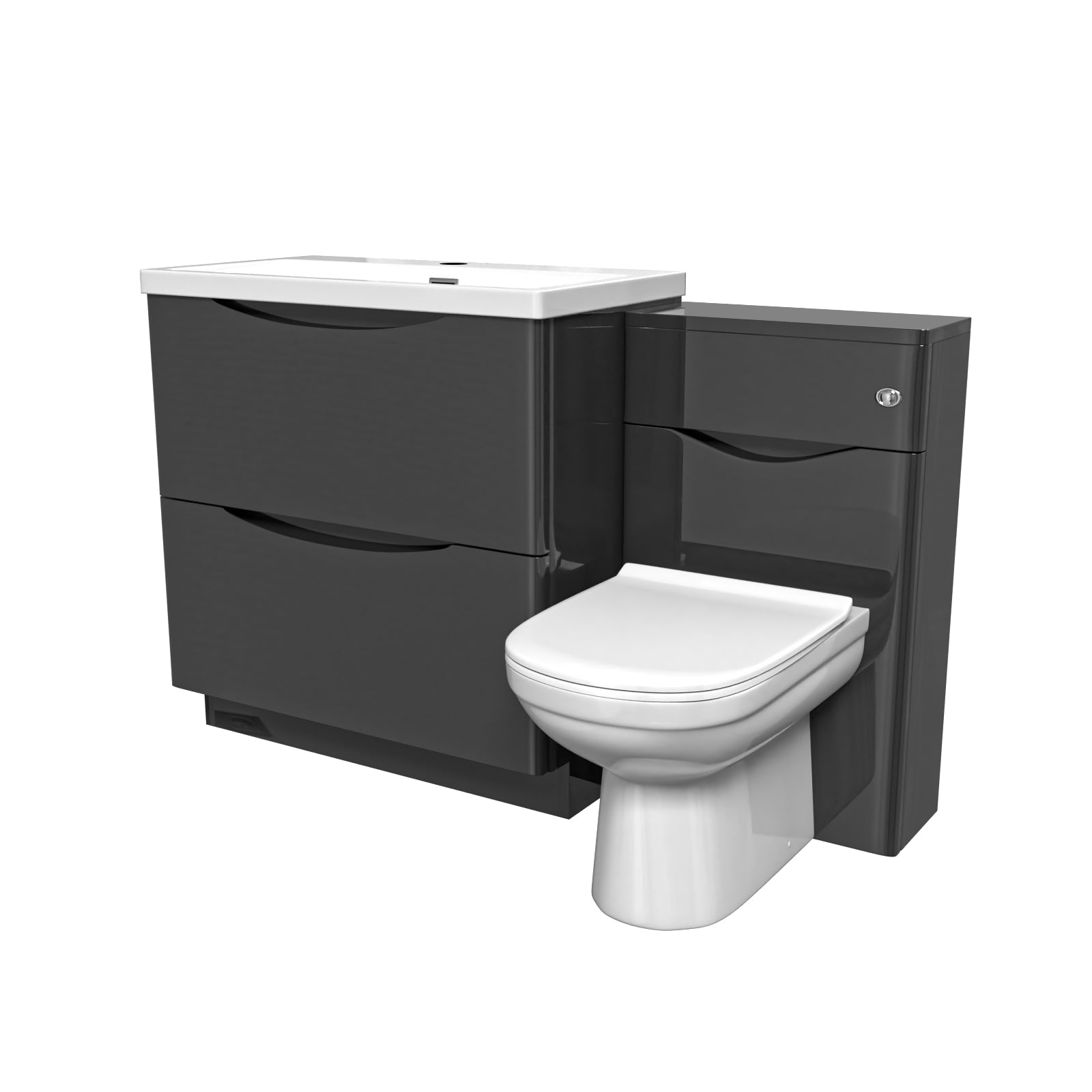 Merton Dark Grey 1300mm Drawers Basin Vanity, WC Unit and BTW Toilet