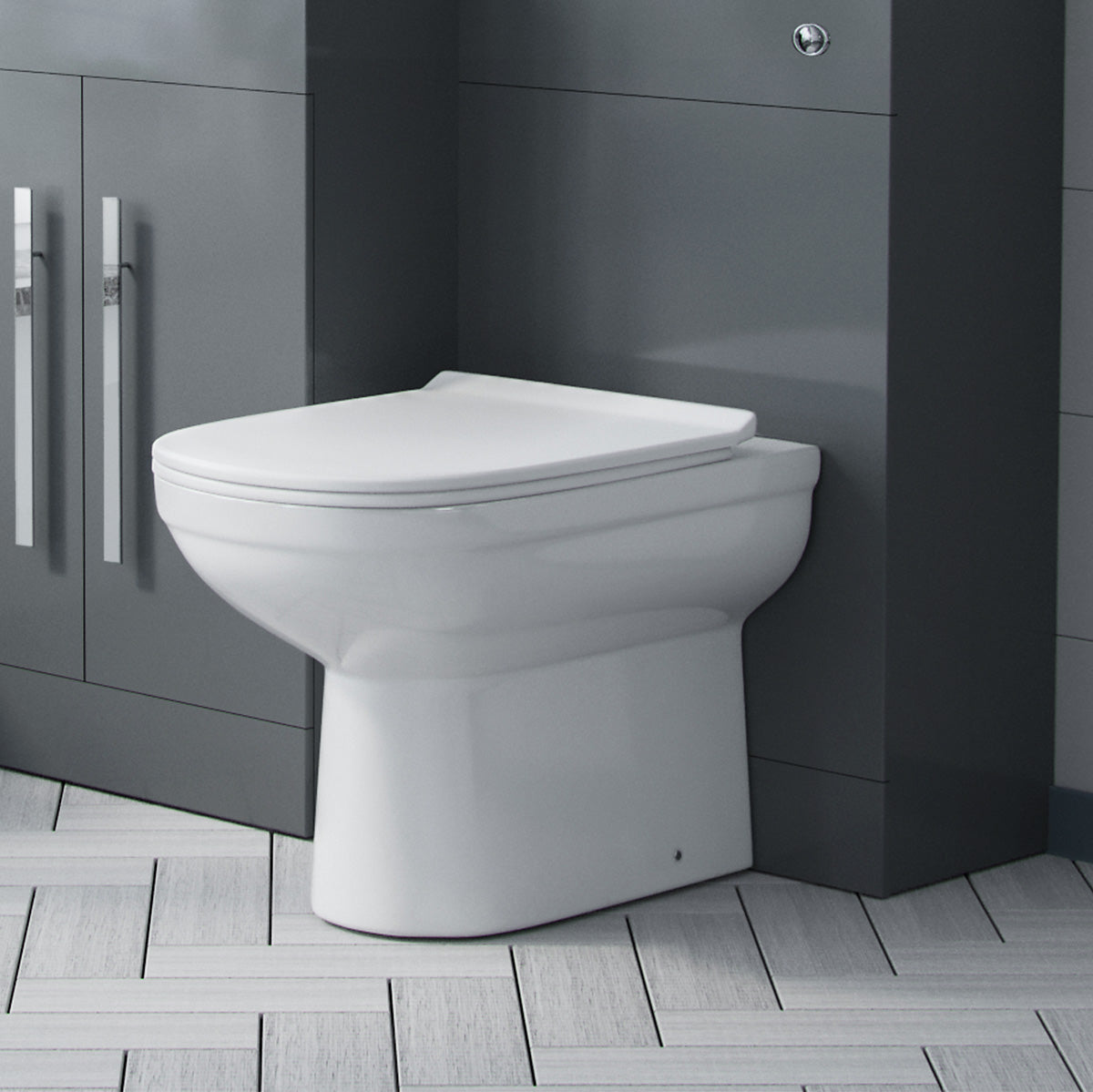 Alaska Flat Packed Compact 900mm Grey L-Shape Right Hand Vanity Unit and Toilet Bathroom