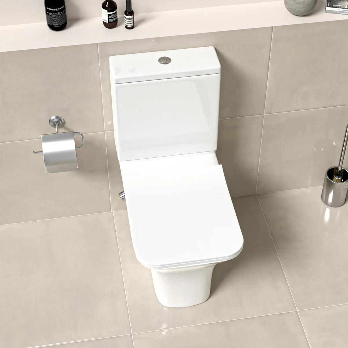Square Tornado Close Coupled Toilet Pan with Integrated Hot Cold Bidet