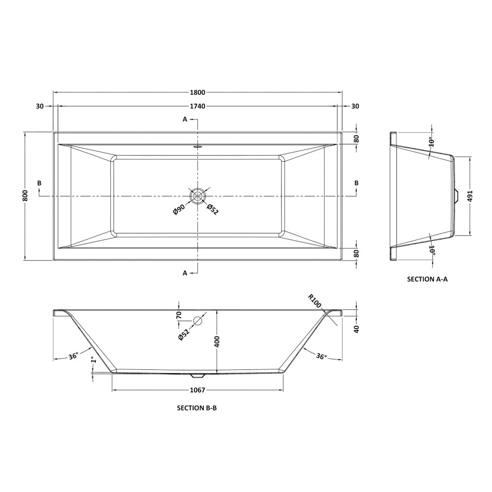 Asselby White Square Double Ended Bath Acrylic