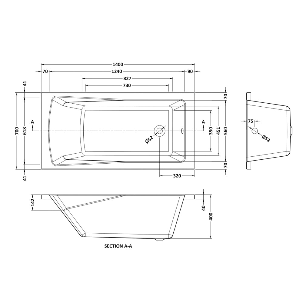Barnby Square Single Ended Bath Acrylic