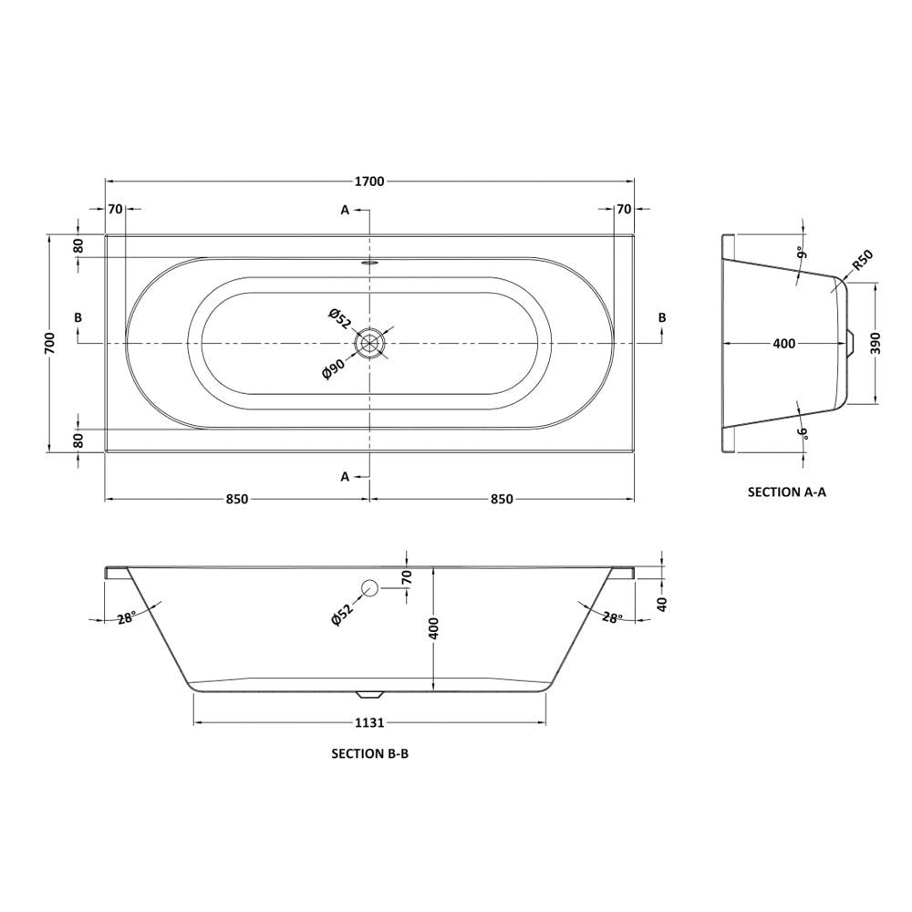 Otley Round Double Ended Bath Acrylic