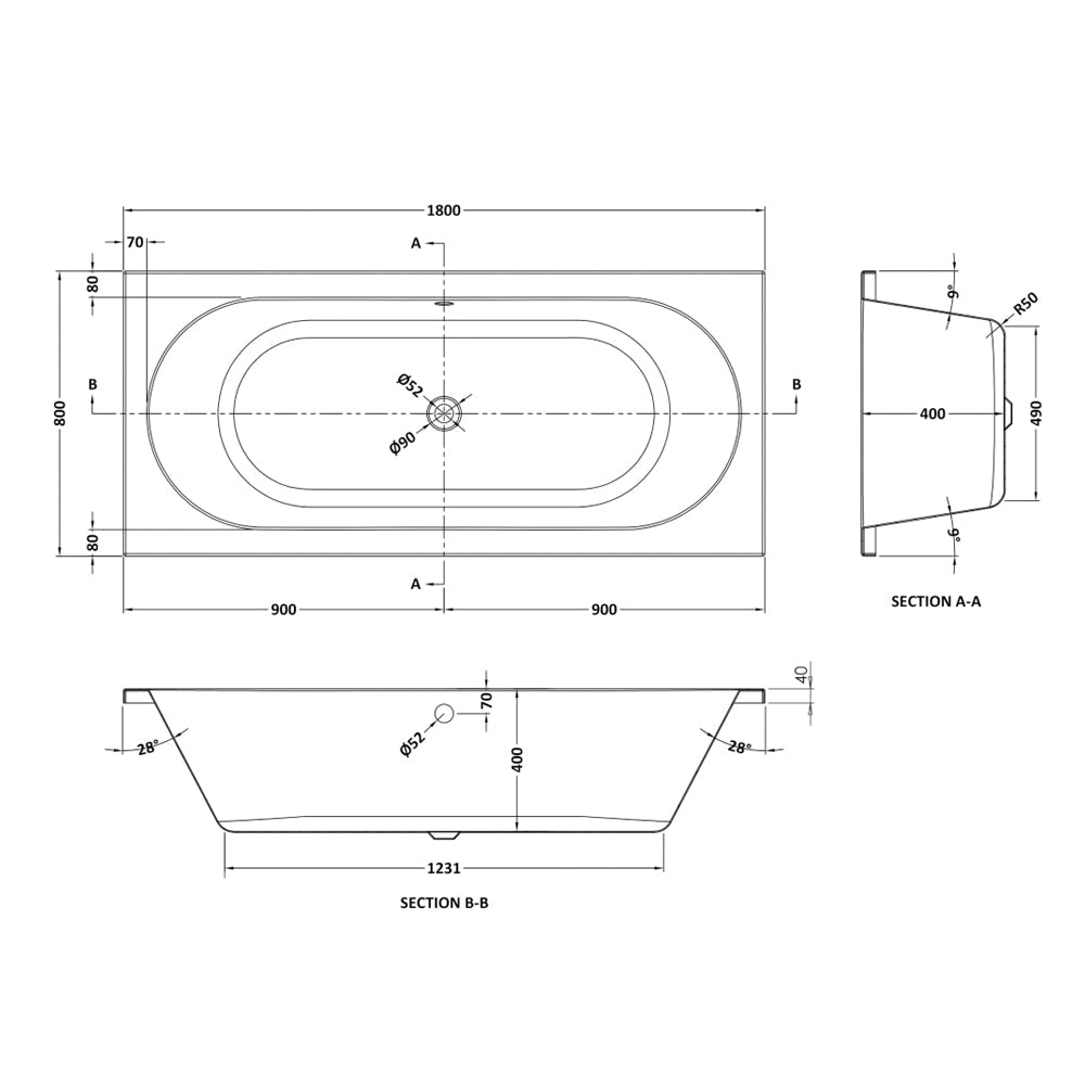 Otley Round Double Ended Bath Acrylic
