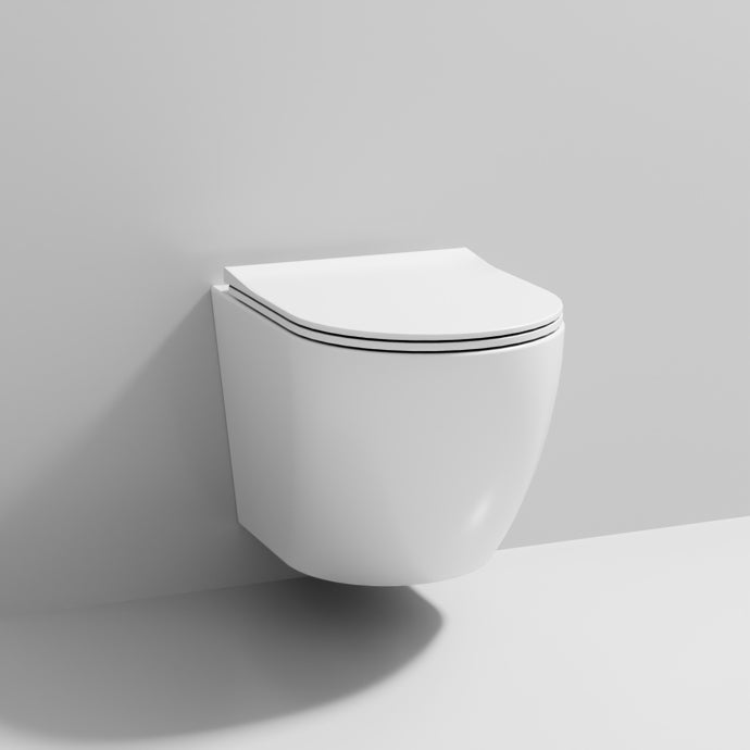Rimless Wall Hung Toilet & Soft Close Seat - White