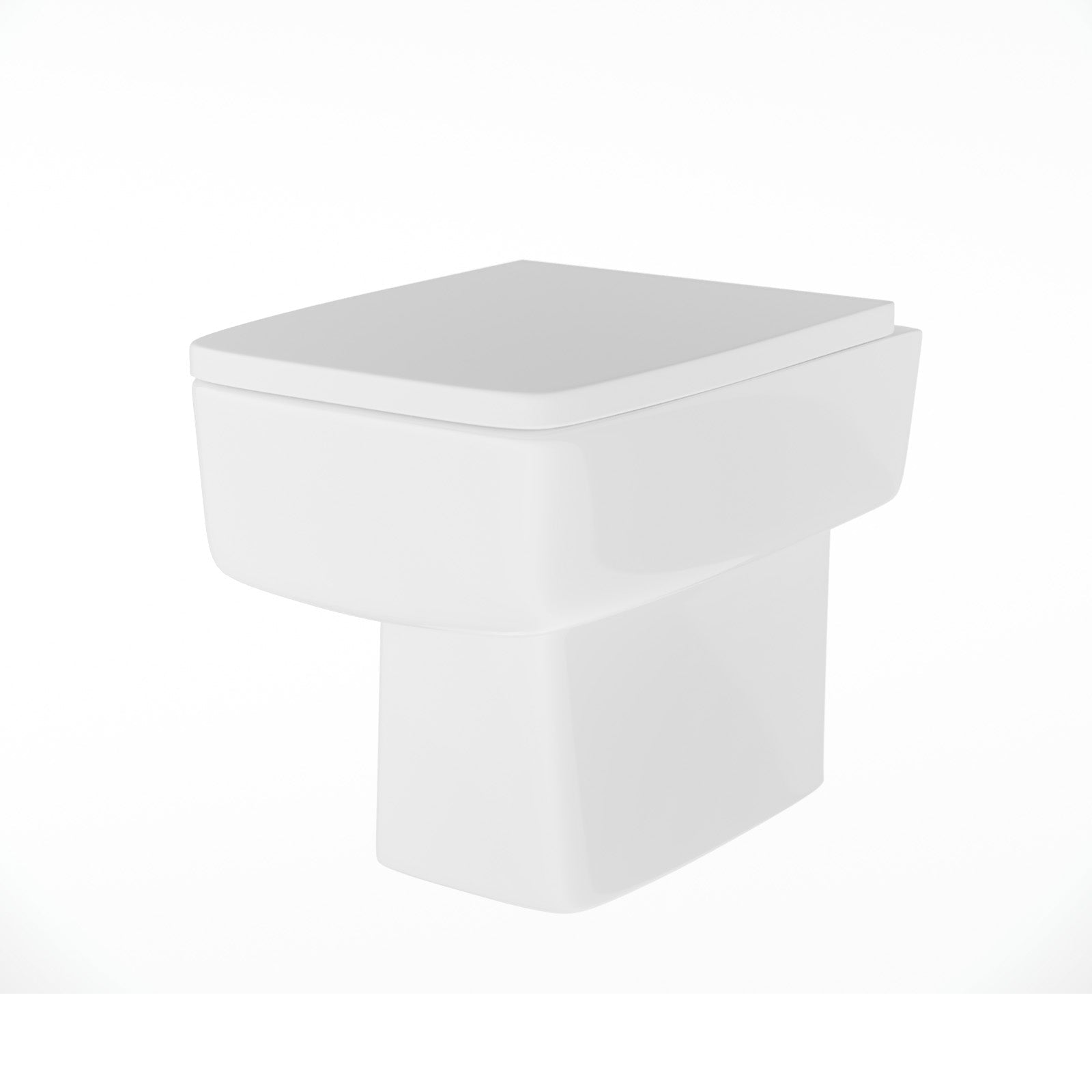 Bushbury Modern Square 350mm Back to Wall Toilet and Soft Close Seat White