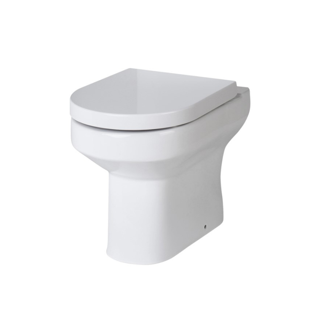White Contemporary D-shape Back To Wall Toilet Pan