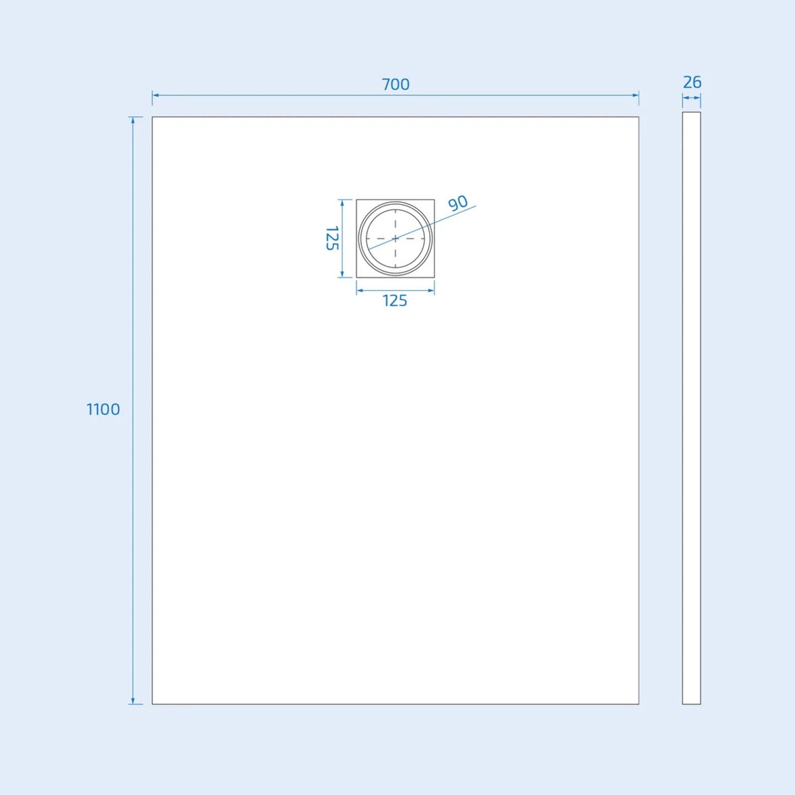 1100x700m shower tray image # Options_1100 × 700 mm