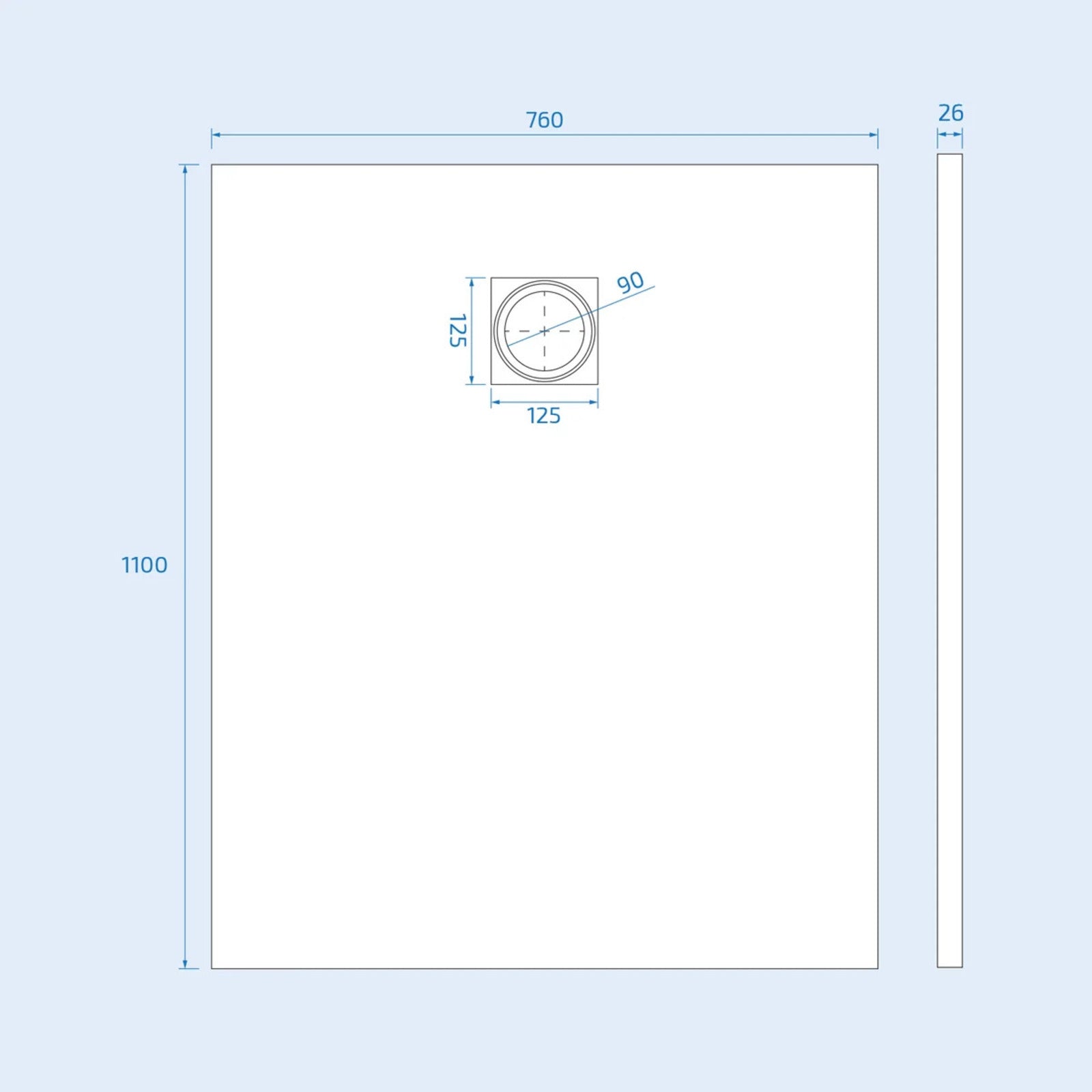 1100x760m shower tray image # Options_1100 × 760 mm