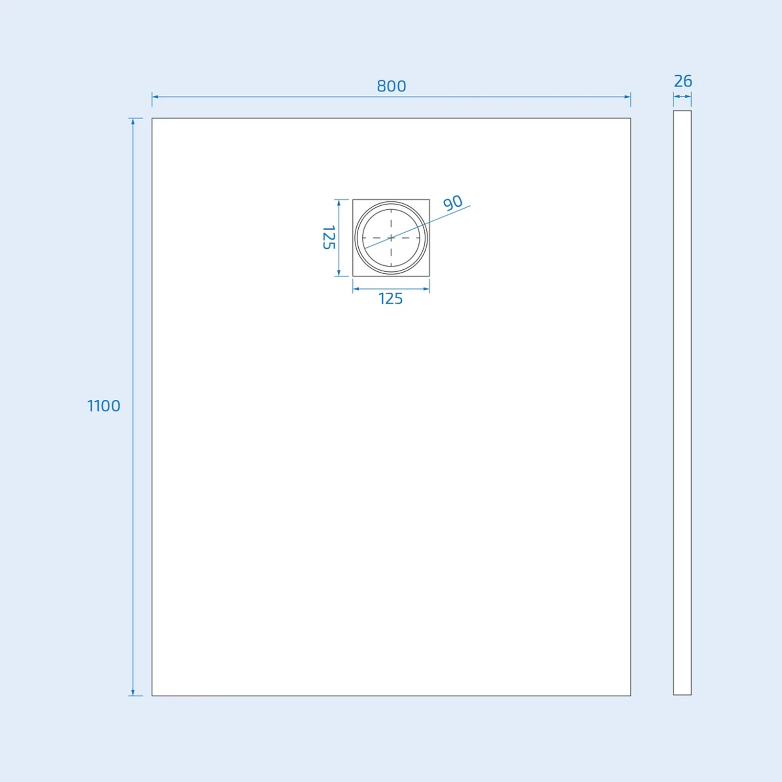 1100x800m shower tray image # Options_1100 × 800 mm