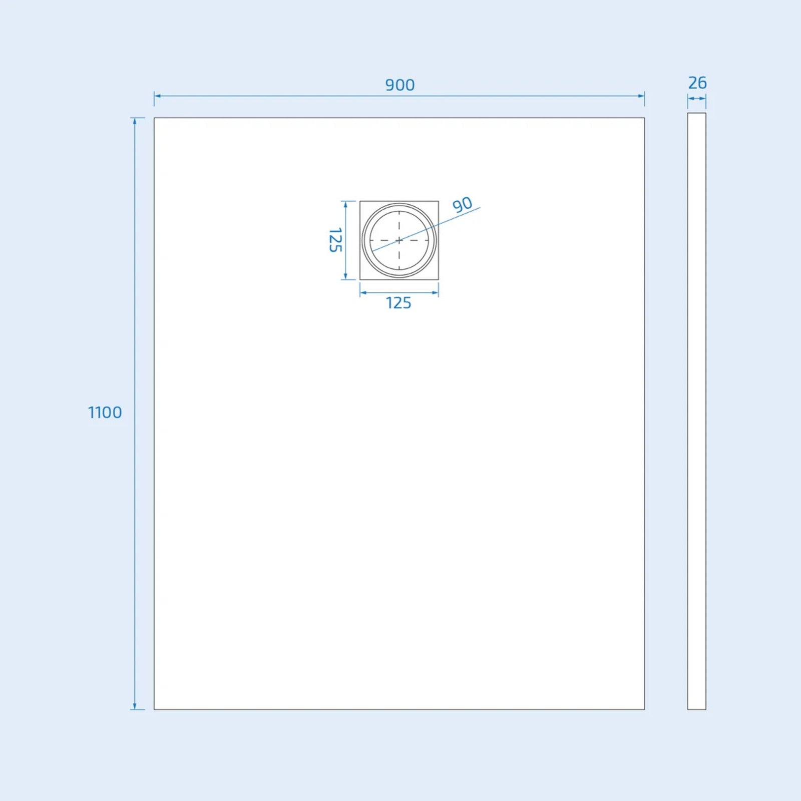 1100x900m shower tray image # Options_1100 × 900 mm