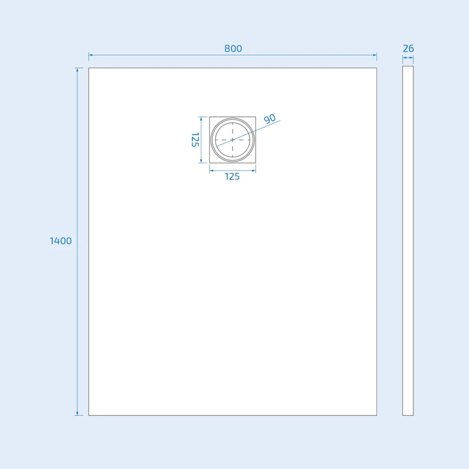 1400x800m shower tray image # Options_1400 × 800 mm