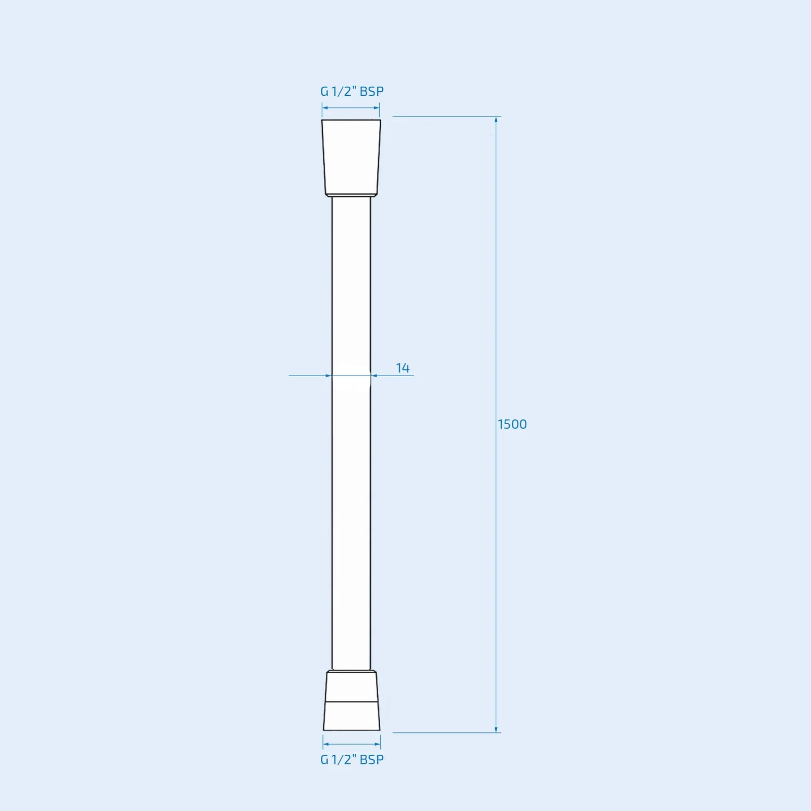 1.5m Brushed Brass High Pressure PVC Flexible Shower Hose with Brass Connectors