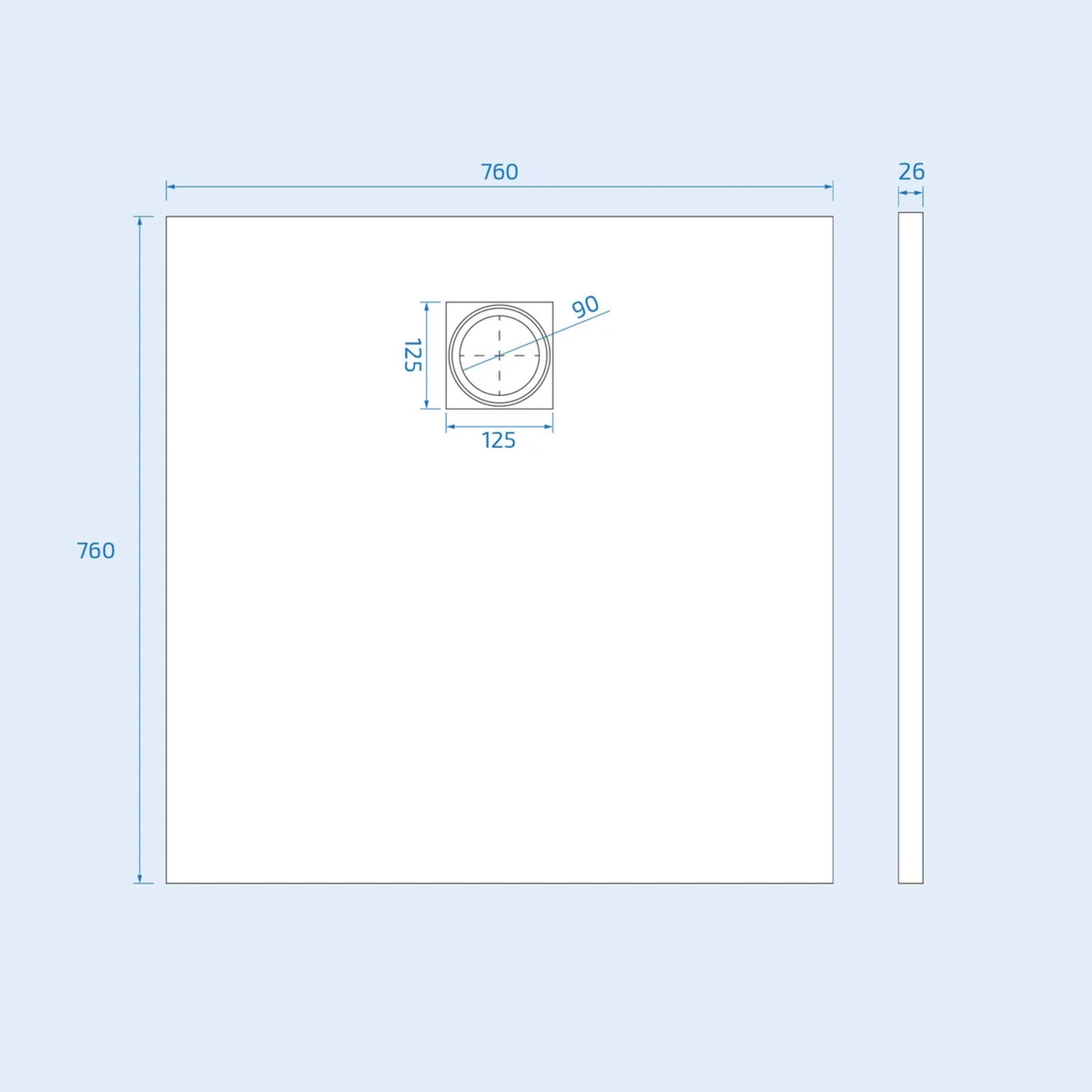 760x760m shower tray image # Options_760 × 760 mm