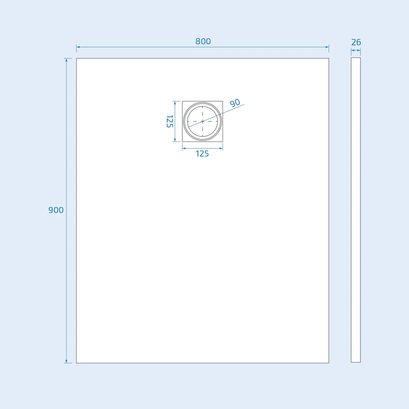 900x800m shower tray image # Options_900 × 800 mm