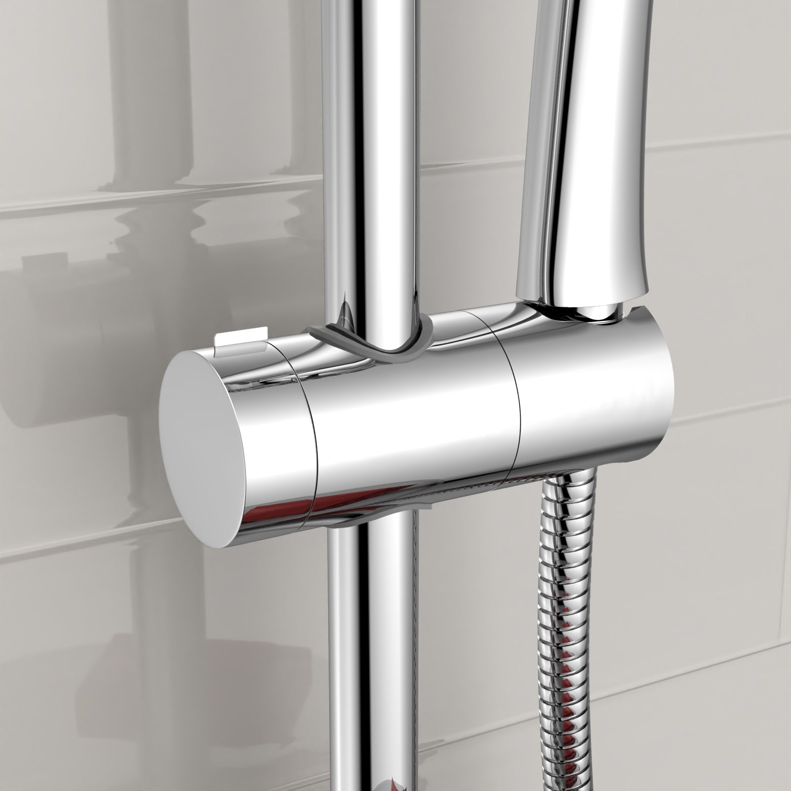 Round ABS Adjustable Showerhead Holder Slider Bracket Chrome