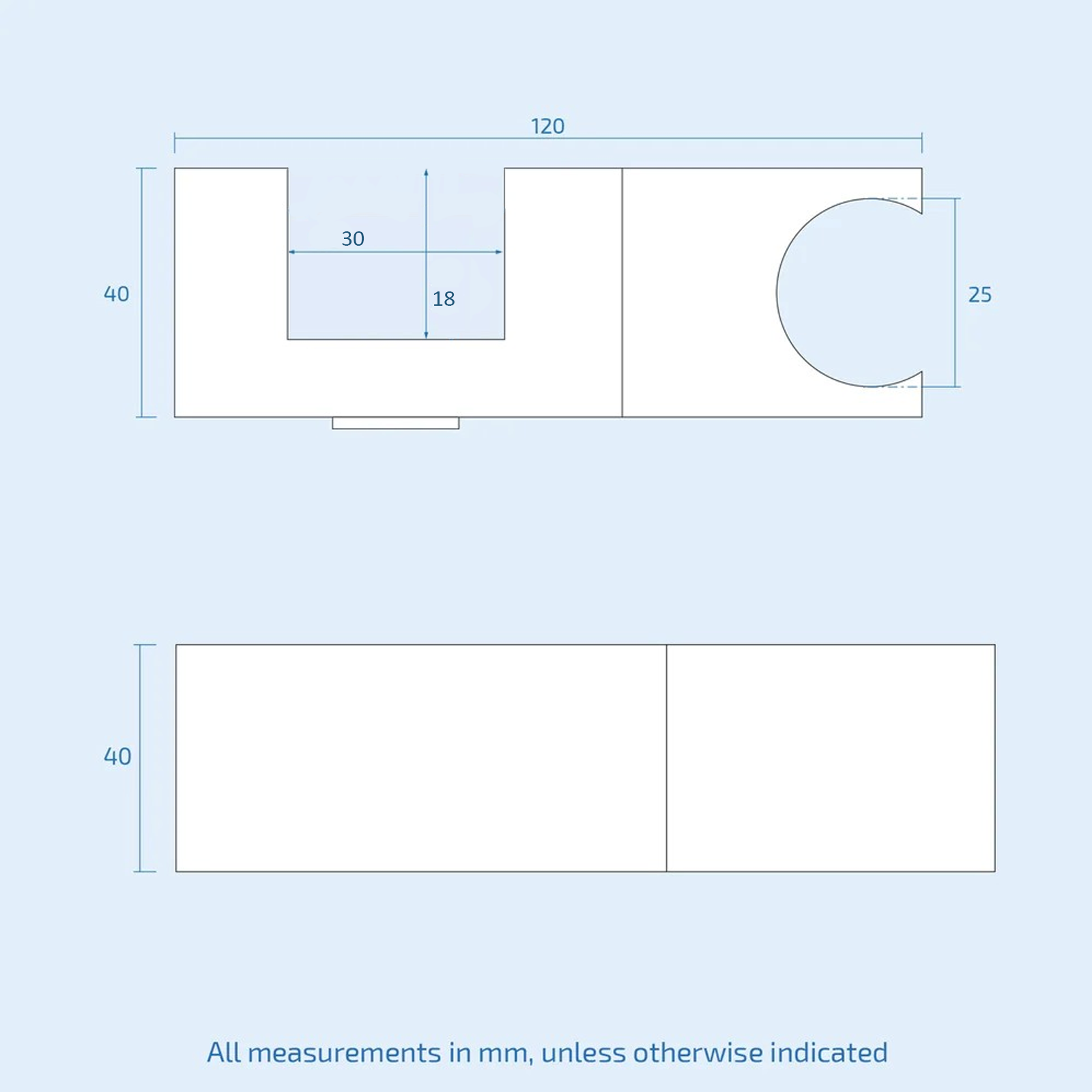 Rotatable Adjustable Showerhead Holder Slider Bracket Chrome for Rectangular Shower Rail 18mm D x 30mm W