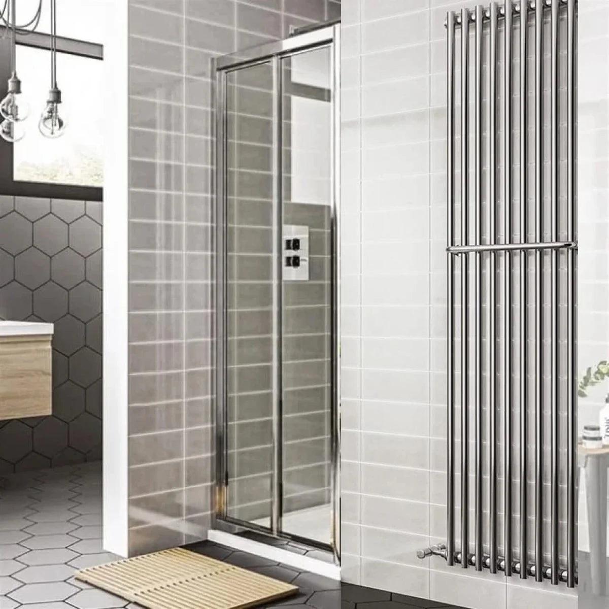 1000mm Bi-fold Frameless Glass Shower Door Chrome