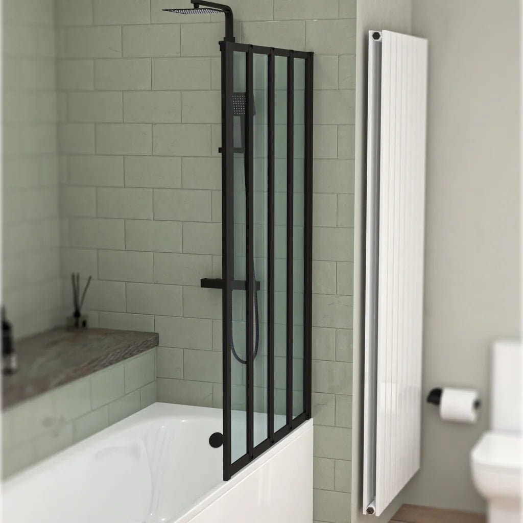 Matt Black Frame 800 X 1400 Mm 4 Fold Door Bath Shower Screen