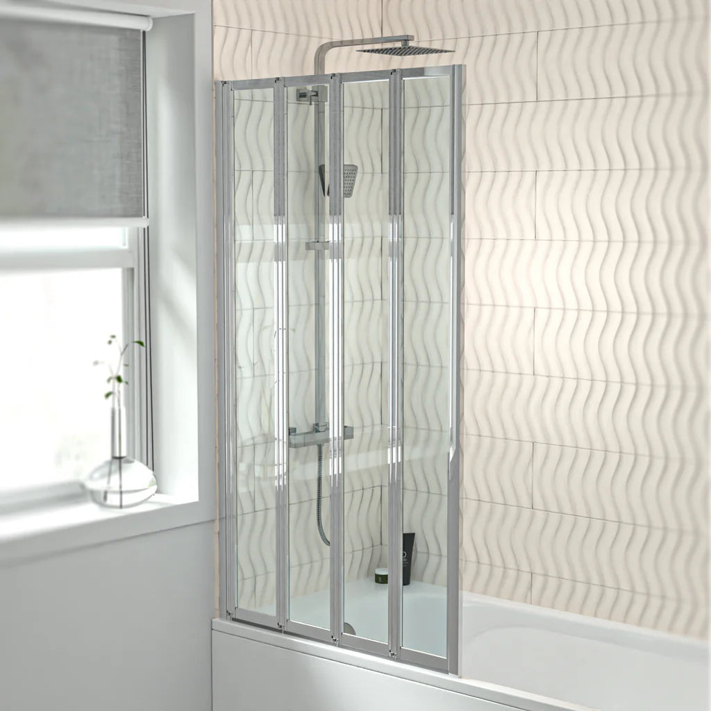 Chrome Frame 800 X 1400 Mm 4 Fold Door Bath Shower Screen