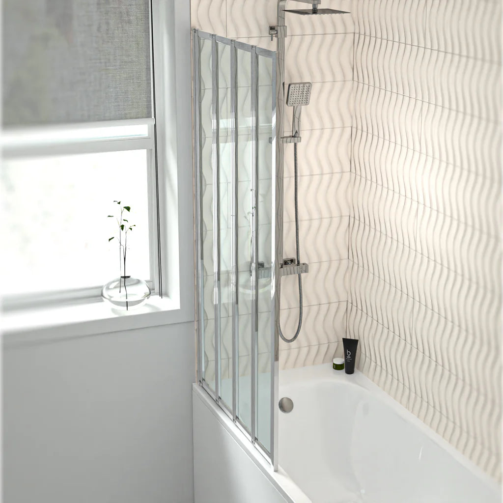 Chrome Frame 800 X 1400 Mm 4 Fold Door Bath Shower Screen