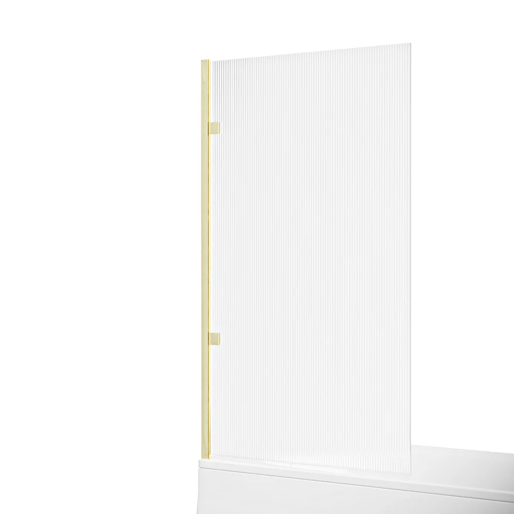 Brushed Brass 800mm Fluted Bath Screen with Brushed Brass Aluminium and Parts
