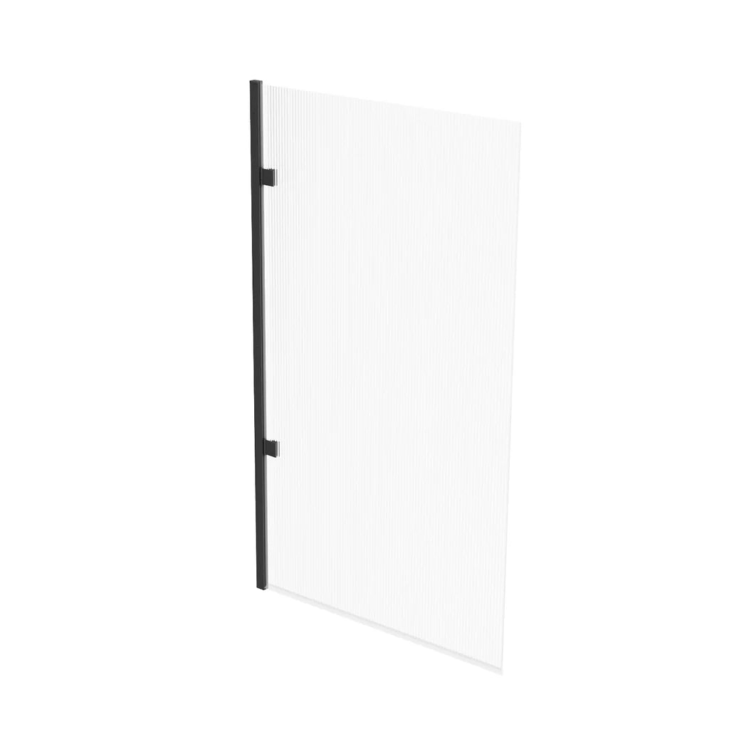 Matte Black 800mm Fluted Bath Screen with Matte Black Aluminium and Parts