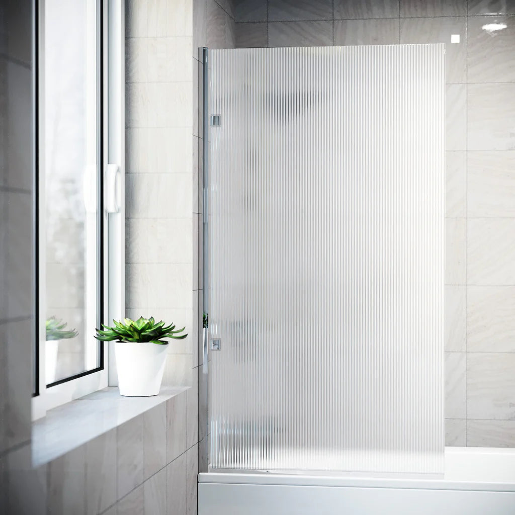 Chrome 800mm Fluted Bath Screen with Chrome and Parts