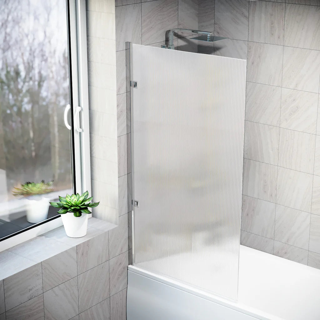 Chrome 800mm Fluted Bath Screen with Chrome and Parts