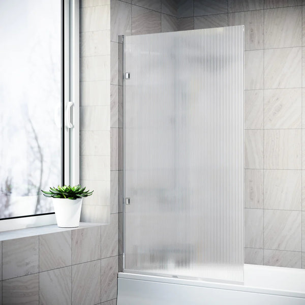 Chrome 800mm Fluted Bath Screen with Chrome and Parts