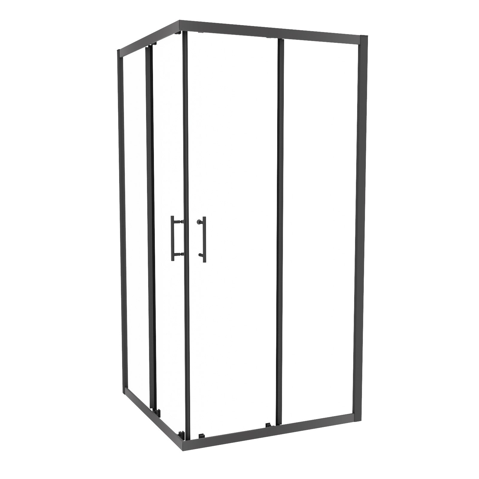 Manga 800 x 800mm Square Sliding Door Shower Enclosure Matte Black