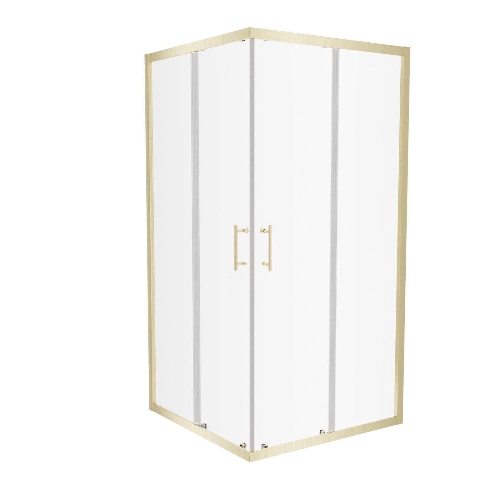 Manga 900 x 900mm Corner Entry Sliding Shower Enclosure Tray Brushed Brass