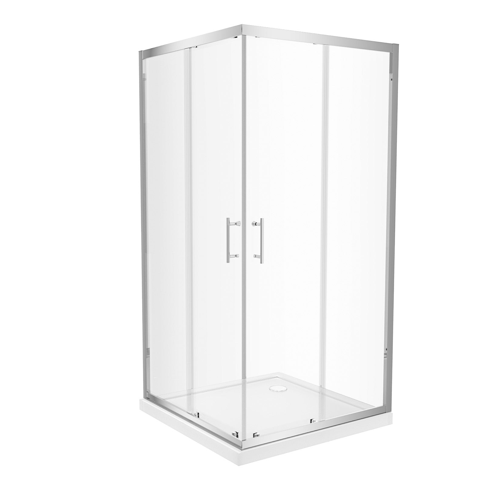 Manga 800 x 800mm Corner Entry Sliding Door Shower Enclosure With Tray Chrome