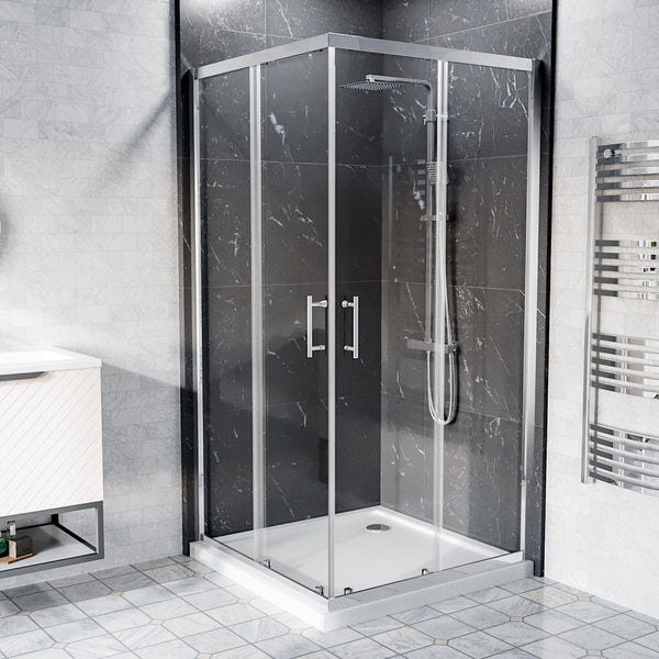 Manga 760 x 760mm Square Corner Entry Sliding Door Shower Enclosure Chrome